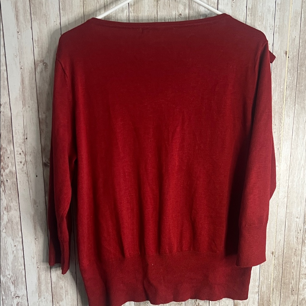 Fever Elegant Red Ruffled Sweater - Picture 2 of 4